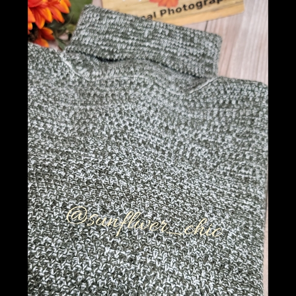 [NEW] Olive Green Melange Turtleneck Sweater - Picture 8 of 9